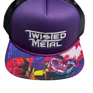 Twisted Metal Hat Sweet Tooth Clown Trucker Cap Black Purple OS New